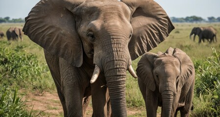 Fototapeta na wymiar Savanna Rhapsody: Elephant Majesty in Its Natural Habitat