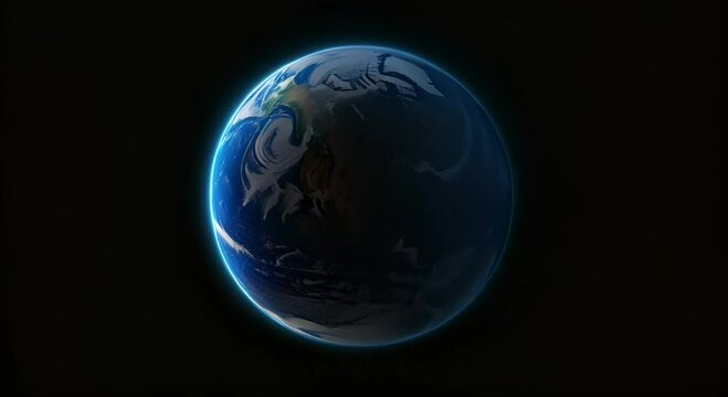 Orbiting earth on dark background. Earth day concept