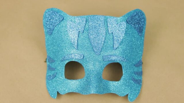 Handmade children mask with blue diamond foam of Catboy, PJ Masks leader