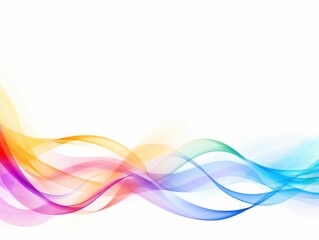 Colorful Wave of Smoke on White Background. Minimalistic wallapper on white background. Frame, copy space.