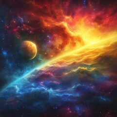Galaxy and colorful clouds, bright gradient nebula in space which has a sparkling digital design appeal, great for archeology, business, corporate, website etc. Generative Ai - obrazy, fototapety, plakaty
