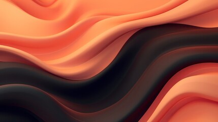 Abstract dark liquid wavy pattern in peach fuzz and apricot crush colors