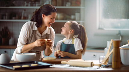 family are preparing bakery together