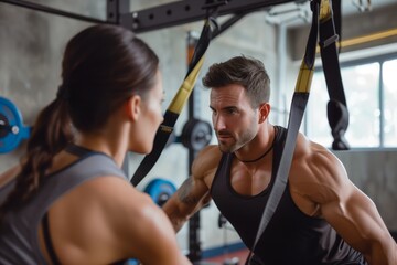 personal training session with a neutral backdrop