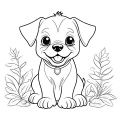 Puppy coloring pages,Dog coloring pages, Animal Coloring page for Kids Children stock vector illustration....