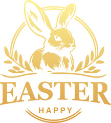 Easter bunny logo template. Cute rabbit vector illustration.