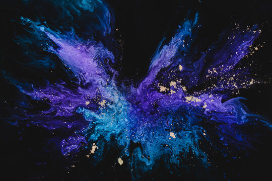 Abstract cosmic paint explosion in space