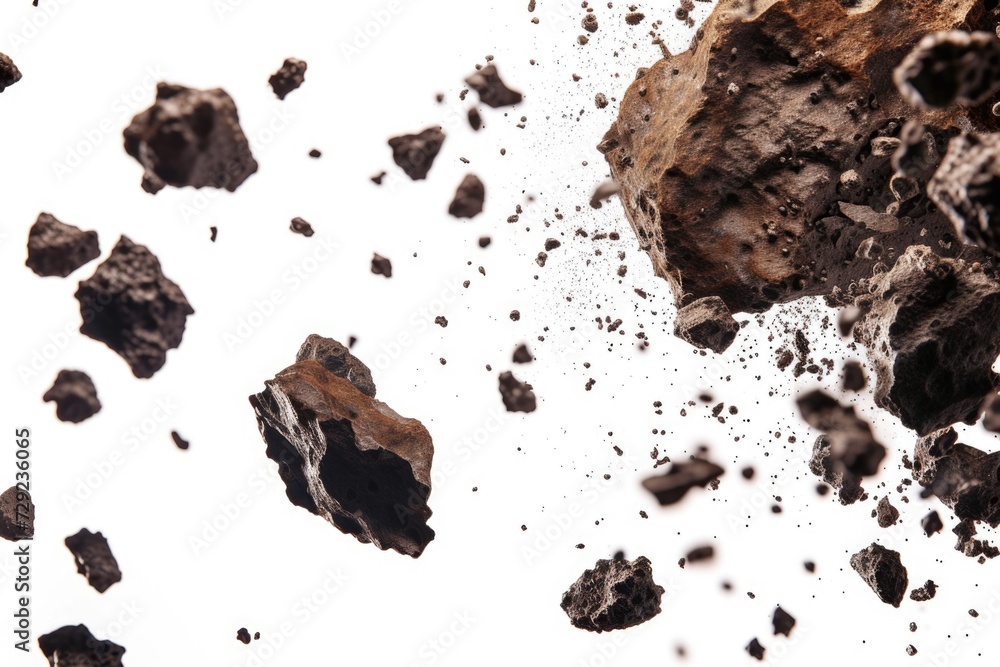 Aufkleber Rocks being propelled through the air, creating a dynamic and energetic scene. Perfect for illustrating movement and action in various projects