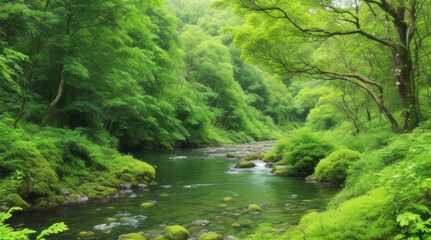 Naklejka premium views of the forest and rivers with clear water