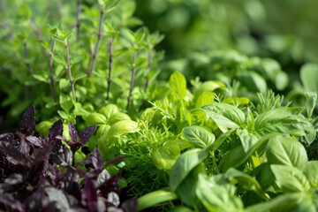 Vibrant Garden Filled With Green and Purple Plants