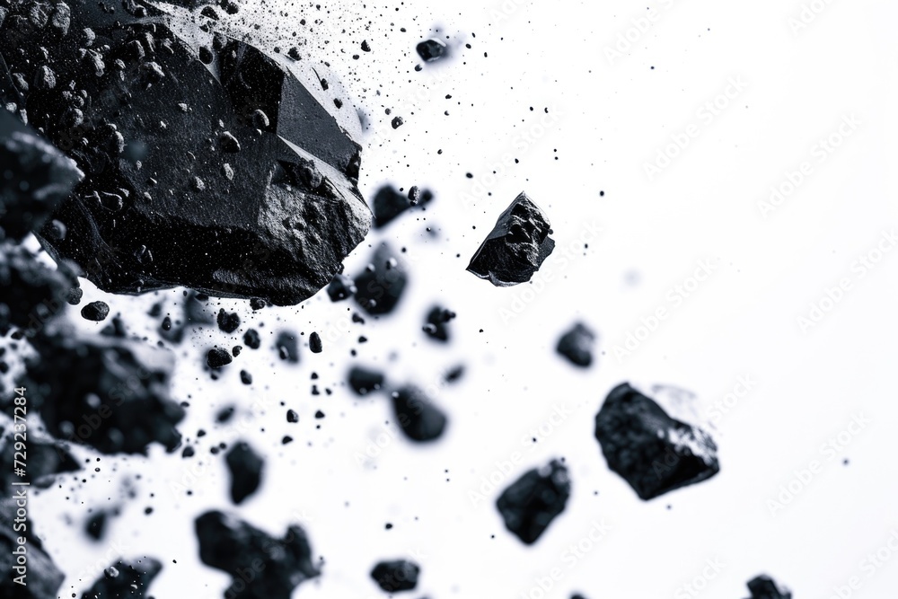 Poster a black and white photo showcasing a collection of rocks. this versatile image can be used for vario