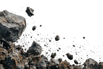 Rocks falling off the ground. Suitable for illustrating natural disasters or dangerous situations