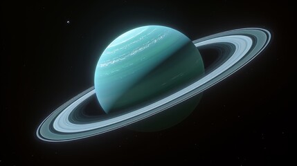 Conceptual image of Uranus, showcasing its pale blue-green coloration and rings from a unique angle Generative AI