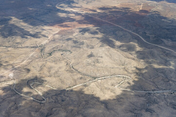 meandering dry riverbeds in hilly desert, west of Riethoog, Namibia