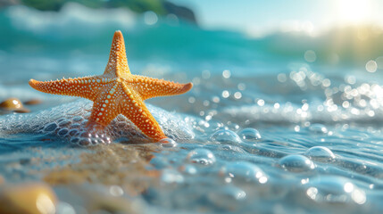 Starfish Resting on Sandy Beach