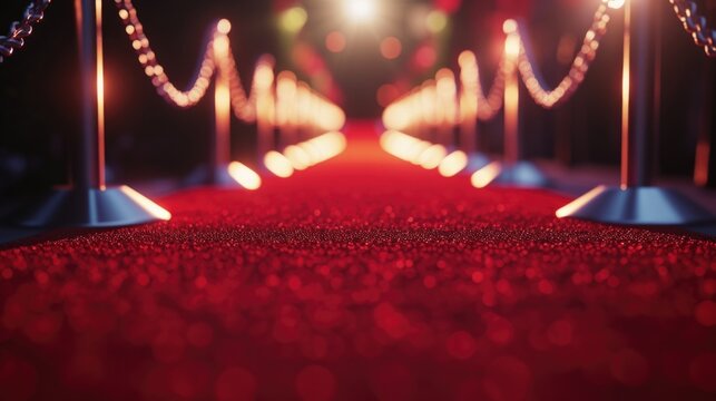 A picture of a red carpet with a red carpet laid out on it. Can be used for events or VIP entrances