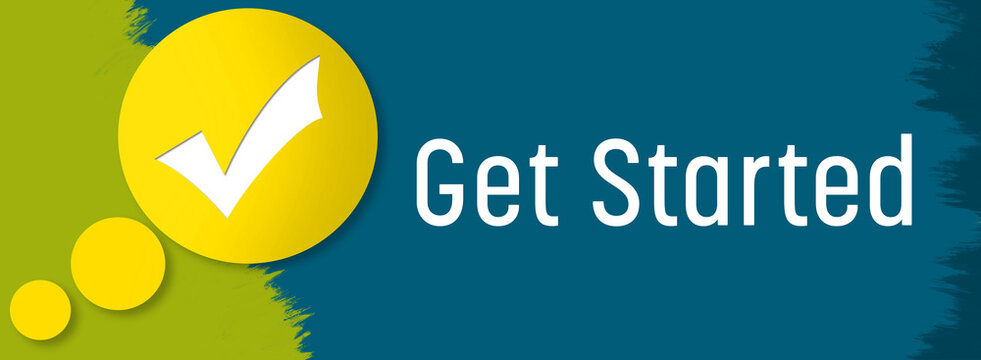 Get Started Yellow Green Blue Circles Bulb Text Horizontal 