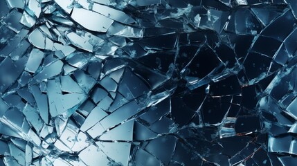 Cracked and fractured texture of shattered glass. Generative AI