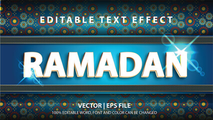 Editable text effect Ramadan Mubarak 3d font effect with ornament Arabic concept for headline. logo and other