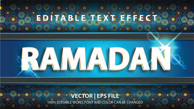 Editable text effect Ramadan Mubarak 3d font effect with ornament Arabic concept for headline. logo and other