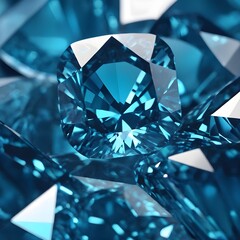 Beautiful background of blue diamonds or gemstones, close up view.