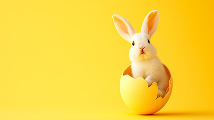 Fototapeta na wymiar Easter celebration, a fluffy bunny nestled among multicolored eggs with festive patterns.