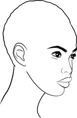 African girl with short hair outline illustration
