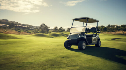 Fototapeta premium A golf car on the golf course.