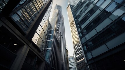 View between skyscrapers in London. : Generative AI