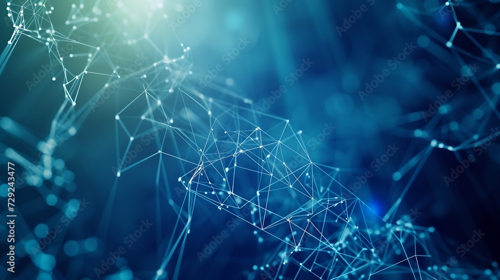 Aufkleber Internet data flow or blogging concept with many digital life style screens and polygonal lines on abstract blue background : Generative AI