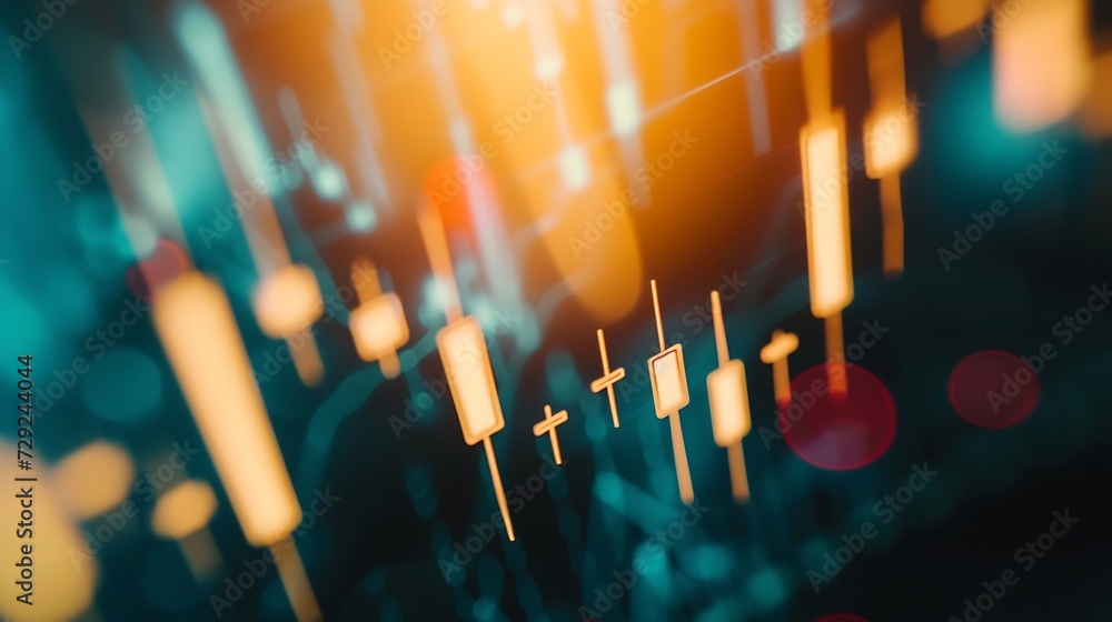Poster stock market or forex trading graph and candlestick chart suitable for financial investment concept.