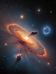 Obraz na płótnie Canvas Photo Of 3D Rendering Of A Stellar Nebula And Cosmic Dust, Cosmic Gas Clusters And Constellations In Deep Space, Elements Of This Image Furnished By Nasa