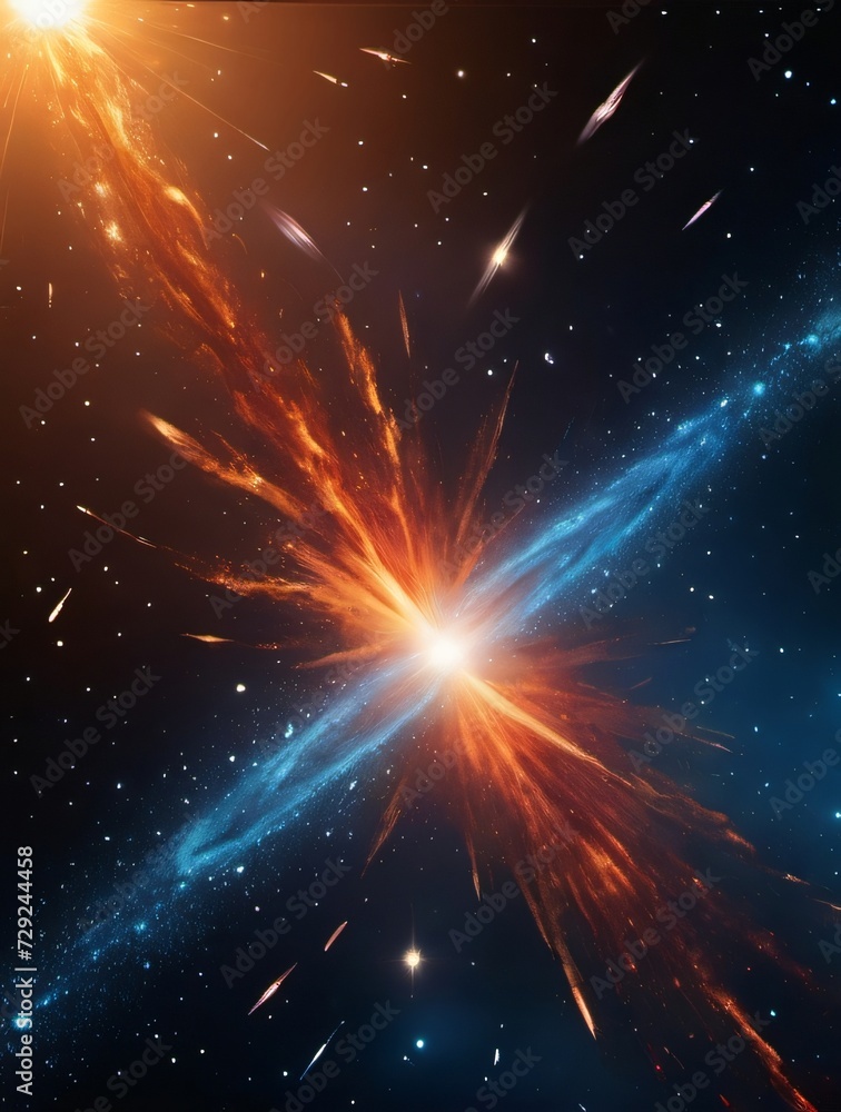 Wall mural photo of abstract background of outer space with ultra bright stars and comets on the theme of explo