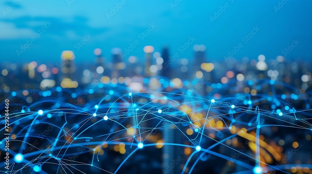 Aufkleber internet speed data communication connection network frame modern industrial skyline city structure,