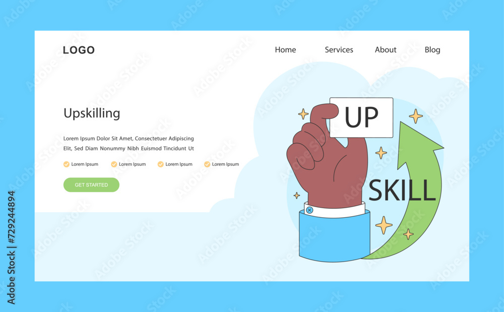 Poster upskilling web or landing. hands-on enhancement of abilities and expertise. strategic skill developm