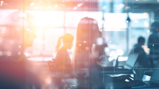 Group of people working in office and digital technology concept. : Generative AI