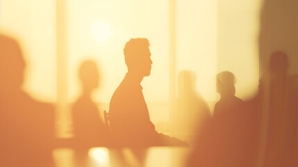 Abstract Image of Business People's Silhouettes in a Meeting : Generative AI