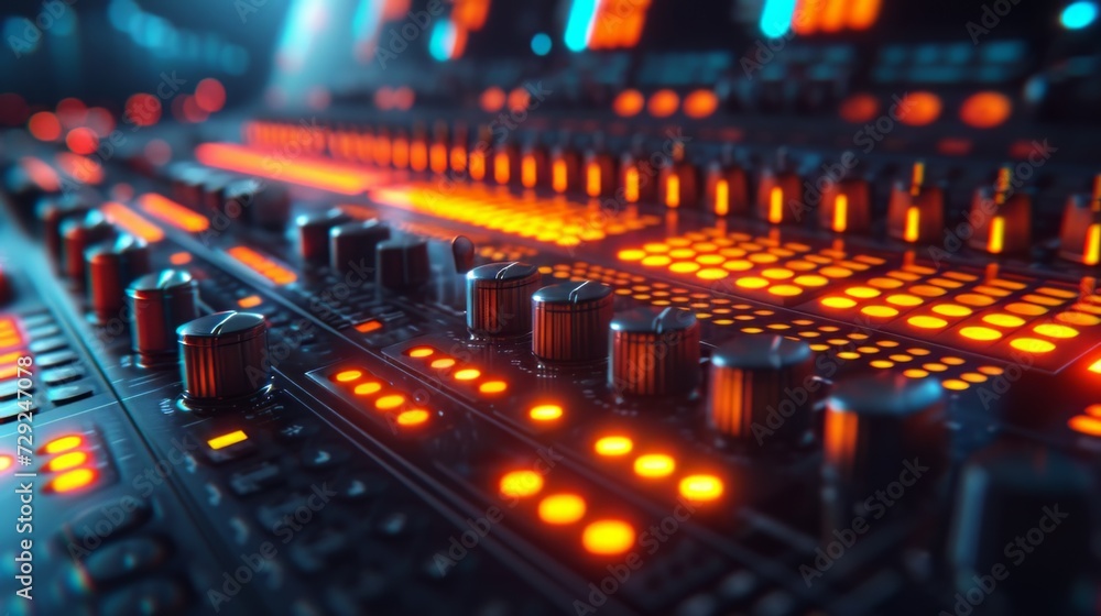 Aufkleber futuristic equalizer panel featuring an array of pulsating indicator lights, synchronizing with the 