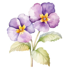 February Birth Month Flower Primrose, watercolor Primrose PNG