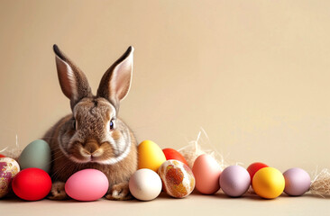 easter bunny with easter eggs
