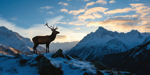 deer on the mountain silhouette