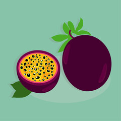 Illustration of passion fruit still life.