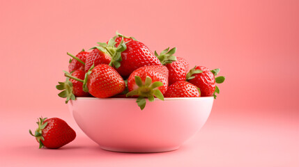 Ripe red strawberries in a bowl - Powered by Adobe
