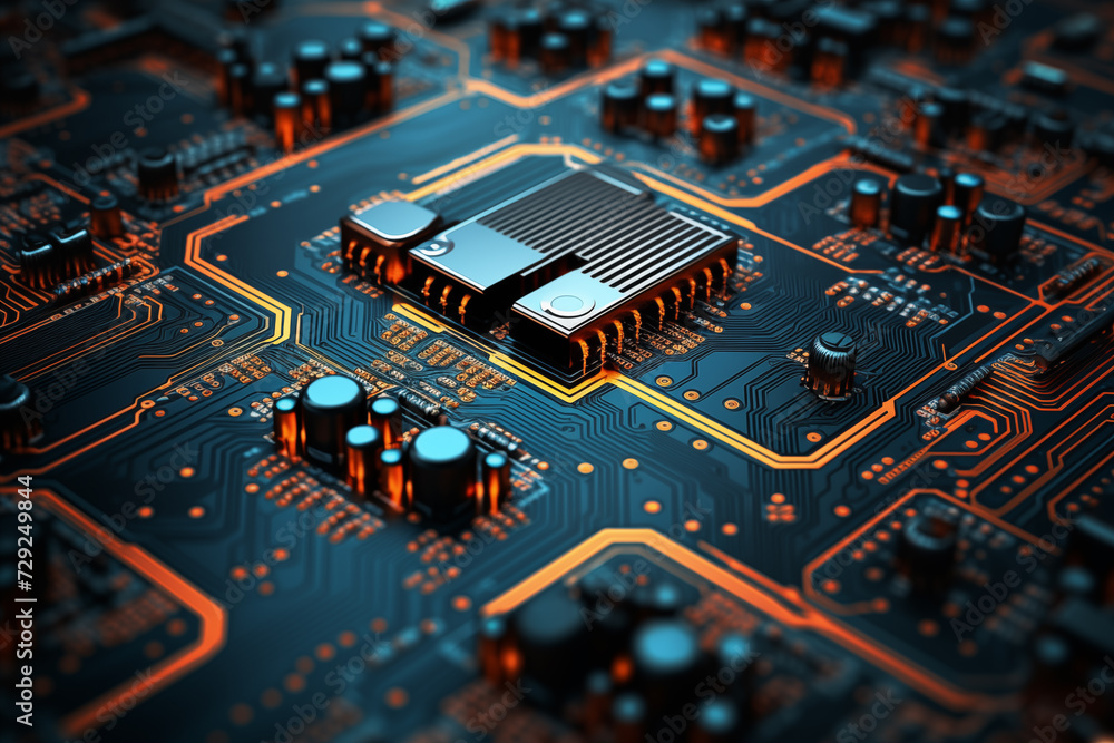 Aufkleber circuit board background. electronic circuit board close up. cpu chip on motherboard. abstract 3d re