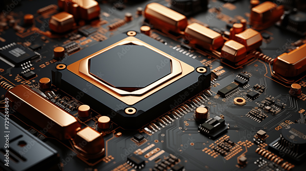 Aufkleber circuit board background. electronic circuit board close up. cpu chip on motherboard. abstract 3d re