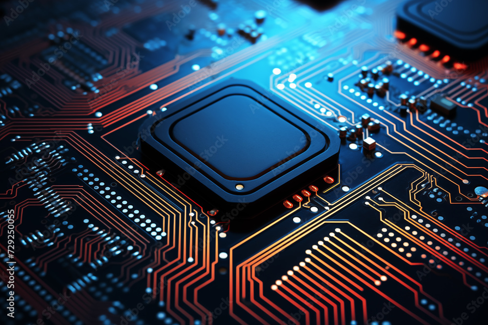 Aufkleber circuit board background. electronic circuit board close up. cpu chip on motherboard. abstract 3d re