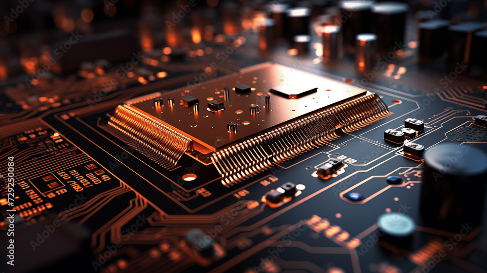Aufkleber circuit board background. electronic circuit board close up. cpu chip on motherboard. abstract 3d re