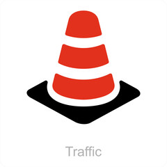Traffic Cone and construction icon concept