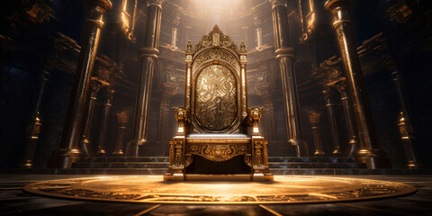 A golden chair in the throne room.