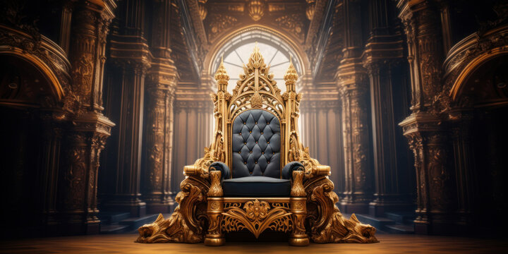 A golden chair in the throne room.